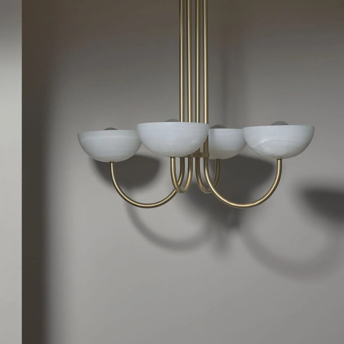 Aurelia Chandelier Narrow White Onyx & Brass